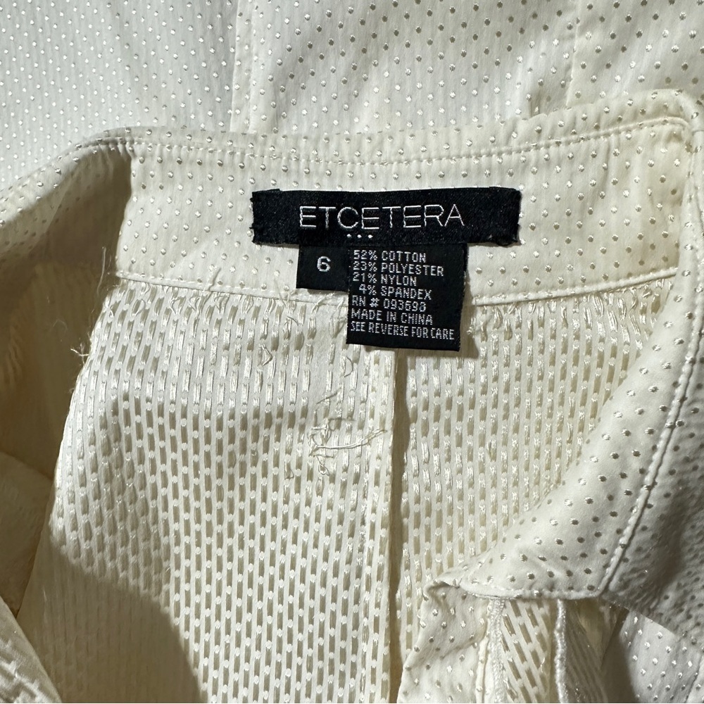 Etcetera White Ruffle Front Button Down Blouse – Women’s Size 6 - Picture 3 of 4